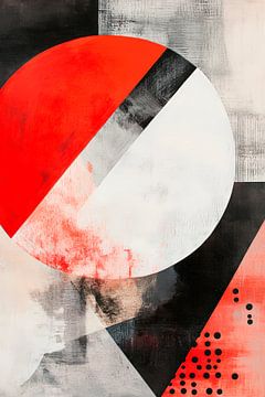 Geometric interplay in red and black by Poster Art Shop
