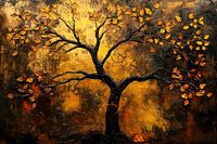 Gouden boom op donkere achtergrond