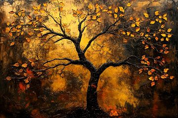 Goldener Baum auf dunklem Hintergrund von Imperial Art House