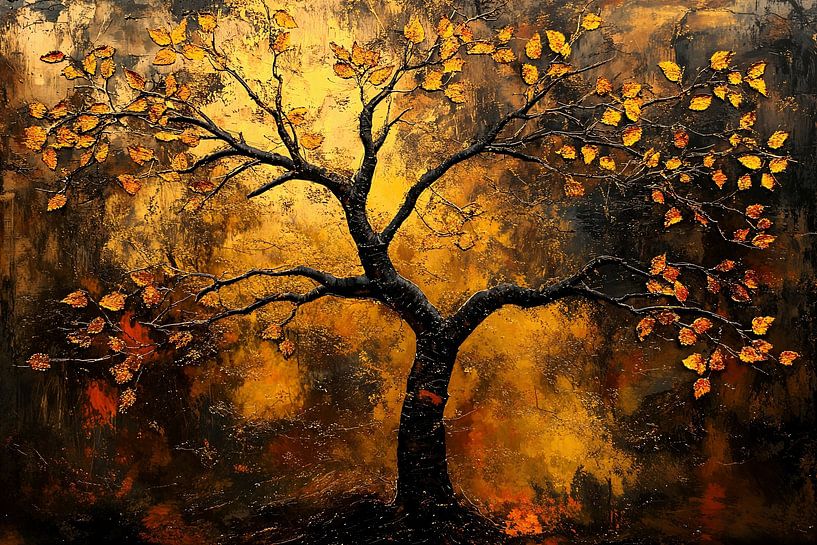 Goldener Baum auf dunklem Hintergrund von Imperial Art House