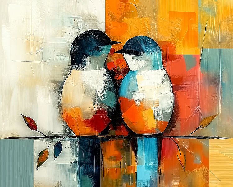 Vogel | Vrolijk van Abstract Schilderij