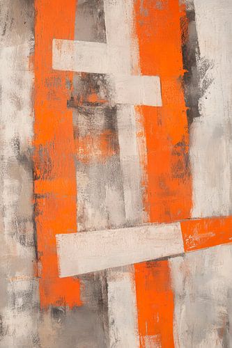 Abstracte compositie in oranje en grijs
