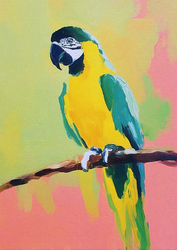 Papegaai Olieverfschilderij Minimal Roze