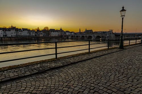 Maastricht skyline during sunset in April