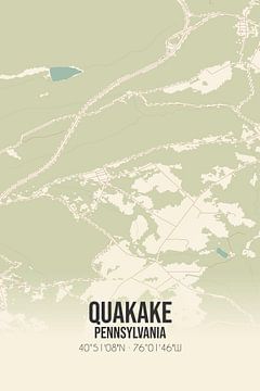 Carte ancienne de Quakake (Pennsylvanie), USA. sur Rezona