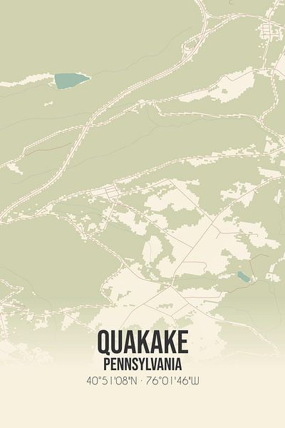 Carte ancienne de Quakake (Pennsylvanie), USA. par Affiches de lieux