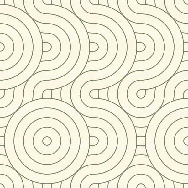 Japandi. Fließendes abstraktes Wellenmuster in Grau und Weiß von Abstrakte minimalistische Kunst