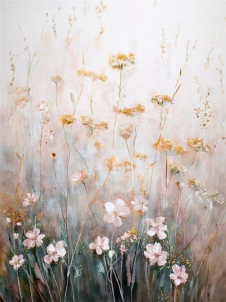 Herfstsfeer! Schilderij met wilde bloemen in het gras van Studio Pieternel