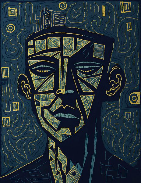 Hoofd van een man, abstract van Jan Bechtum