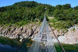 The swing bridge crossing the Buller Gorge by Frank's Awesome Travels
