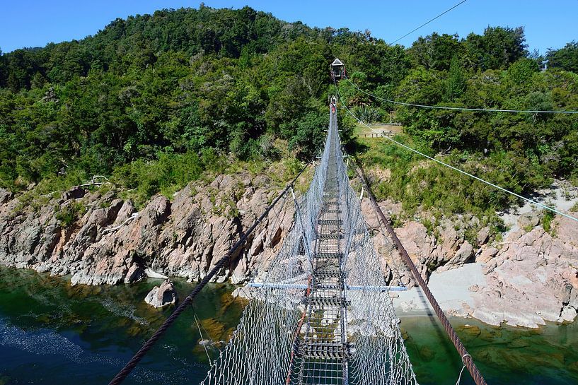 The swing bridge crossing the Buller Gorge by Frank's Awesome Travels