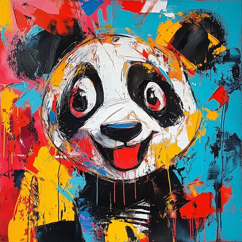 Vrolijke Panda in Kleurrijke Stijl