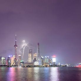 Thunder above Shanghai, China by Rene Mens