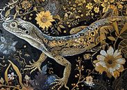 Lizard in Bloom | Luxury Animal Art by Wonderful Art thumbnail