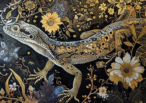 Blühende Eidechse | Luxus-Tierkunst