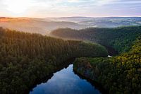 L'Ourthe kronkelend door de Ardense bossen