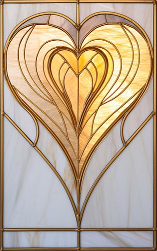 Schilderij Hart: Liefde in Glas &amp; Lood