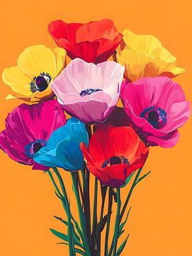Kleurrijke Anemonen: Een Stralend Bloemboeket van But First Framing