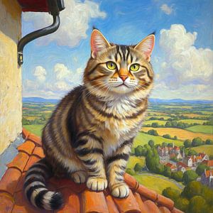 Tigerkatze auf dem Dach