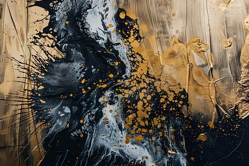 Painting Gold Black | Oblong Painting | Large Painting Living Room