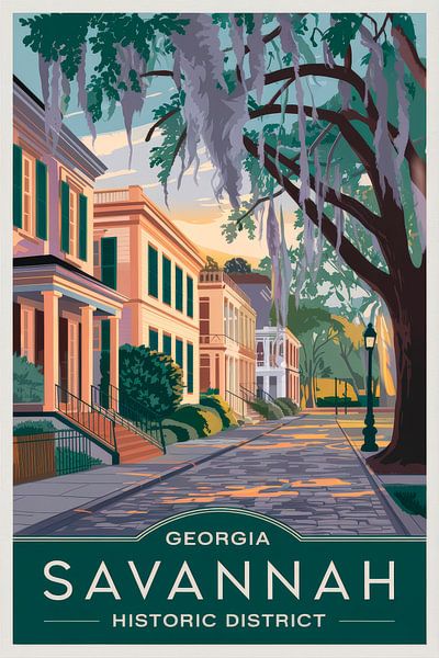 Savannah, Georgia Vintage Travel Poster von Poster Art Shop