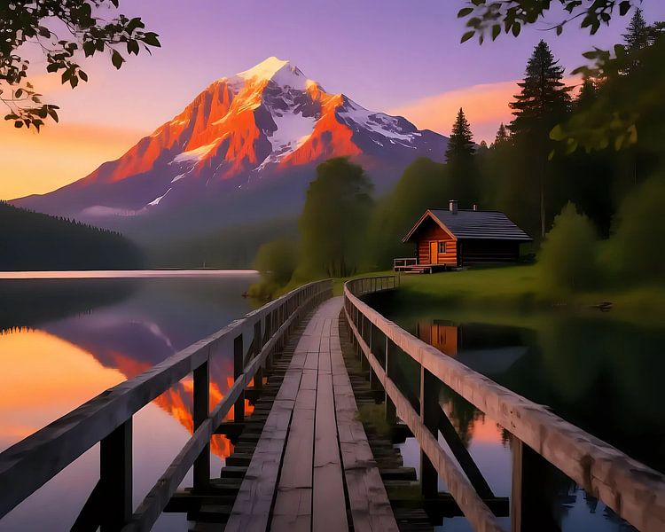 Sonnenuntergang am Bergsee von Jean Pierre