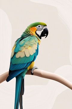 Colourful parrot on branch by Art & Soul Creations
