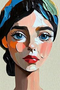 geschilderd portret van jonge vrouw