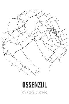 Ossenzijl (Overijssel) | Landkaart | Zwart-wit van MijnStadsPoster