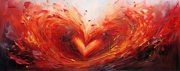 Burning Heart van Abstract Schilderij