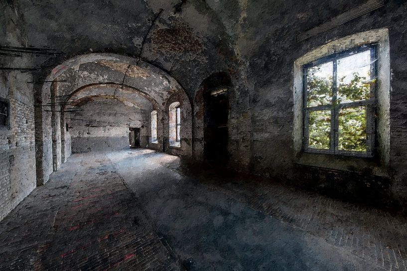 Im Inneren eines verlassenen Gefängnisses von Digitale Schilderijen