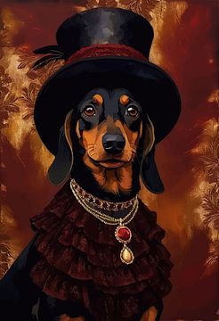 Teckel Hond in Victoriaanse Jurk van MIROKKU