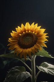 Solitary sunflower in soft lighting by Art & Soul Creations