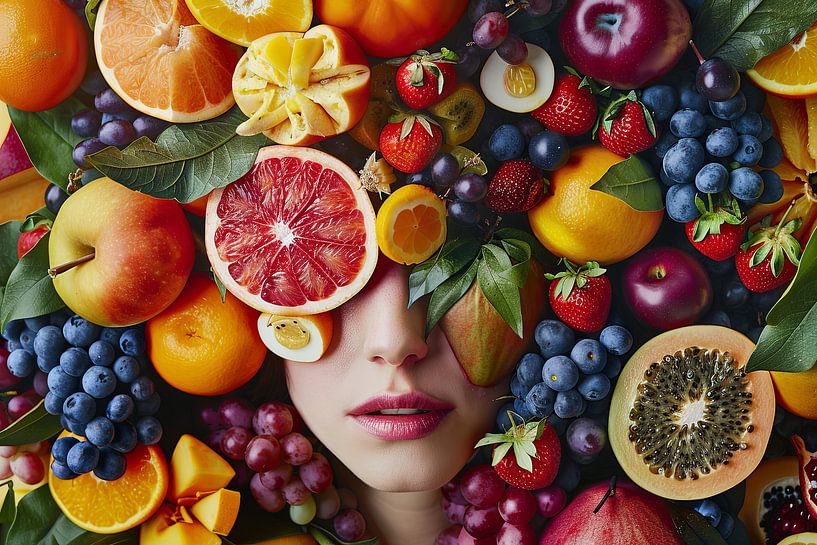 digital portrait woman with fruit by Egon Zitter