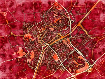 Kaart van Middelburg in de stijl 'Amber Autumn' van Maporia