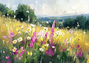 Peinture de prairie fleurie | Danse des fleurs d'été
