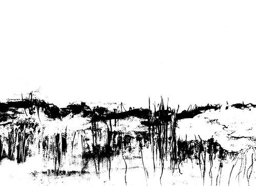 Prairie d'été minimaliste en noir et blanc