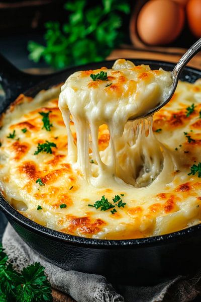 Plat gratiné au fromage avec croûte de gratin par Poster Art Shop