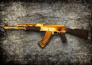 AK47 gold mit Metallhintergrund