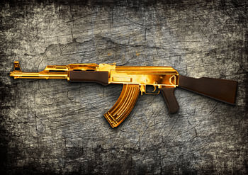 AK47 or avec fond métallique