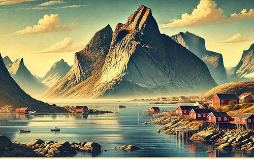 Vintage Norway, Lofoten Islands Poster