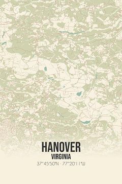 Vintage landkaart van Hanover (Virginia), USA. van MijnStadsPoster