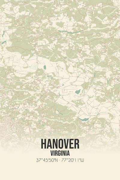 Carte ancienne de Hanover (Virginie), USA. par Affiches de lieux
