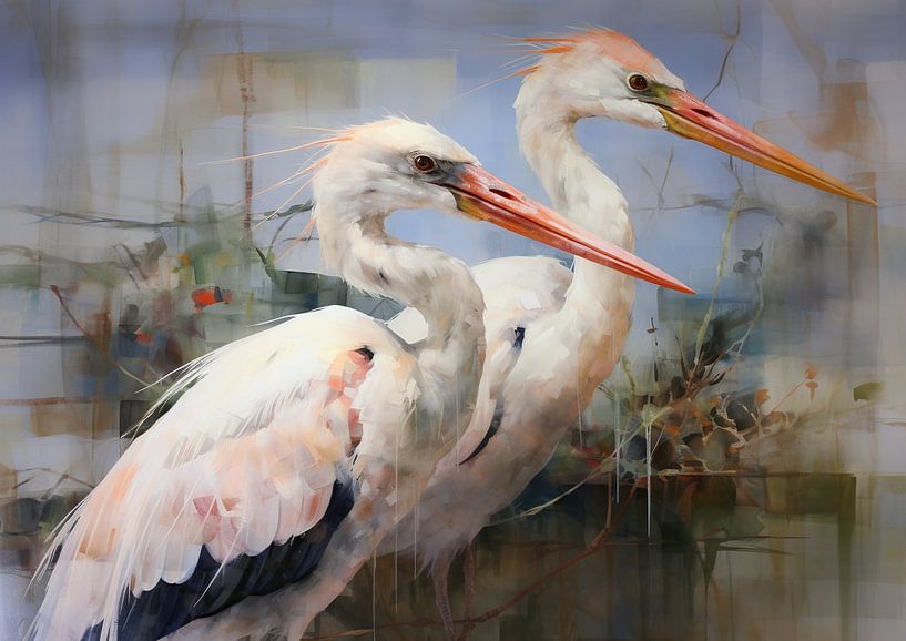 Weißer Kranich Kunst von Blickfänger Gemälde