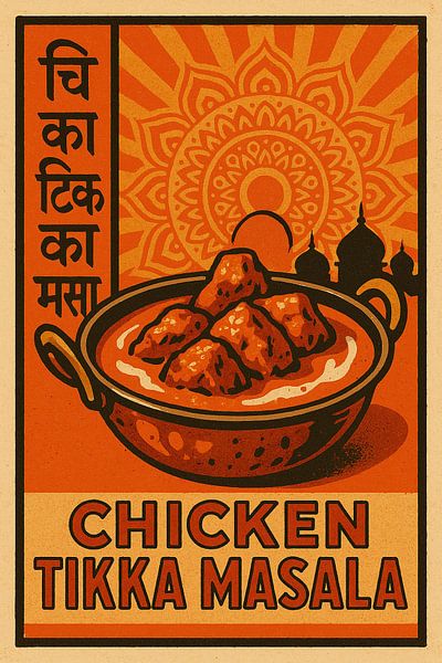 Chicken Tikka Masala - Indisches Curry-Poster im Retro-Look von Travel Shop