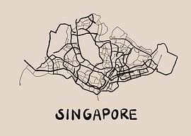 Singapore Street Map Art by Art Kingdom