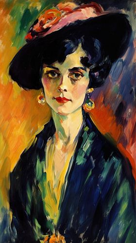 Portrait d'une femme avec un chapeau