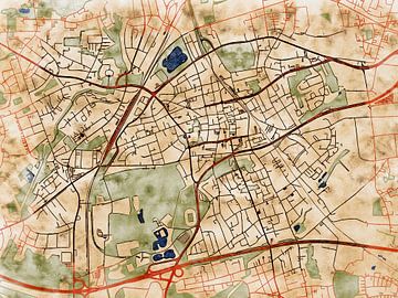 Kaart van Gladbeck in de stijl 'Serene Summer' van Maporia