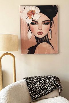 Klantfoto: Modern portret in terracotta, zwart en wit van Carla Van Iersel