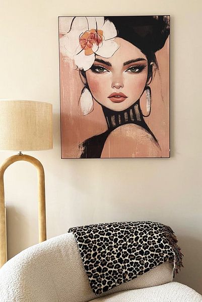 Portrait moderne en terre cuite, noir et blanc